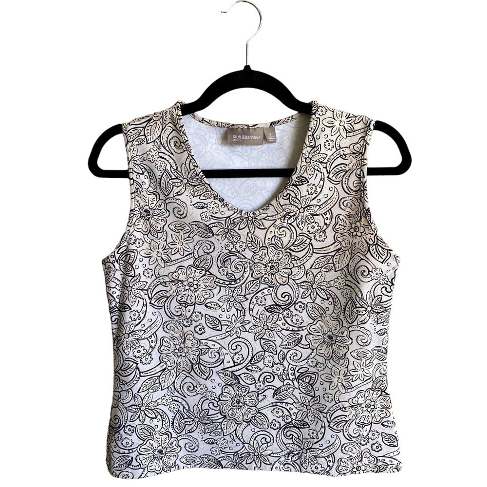 Croft & Barrow Paisley Floral Patterned Tank Top Size S - Soft Relaxed Fit